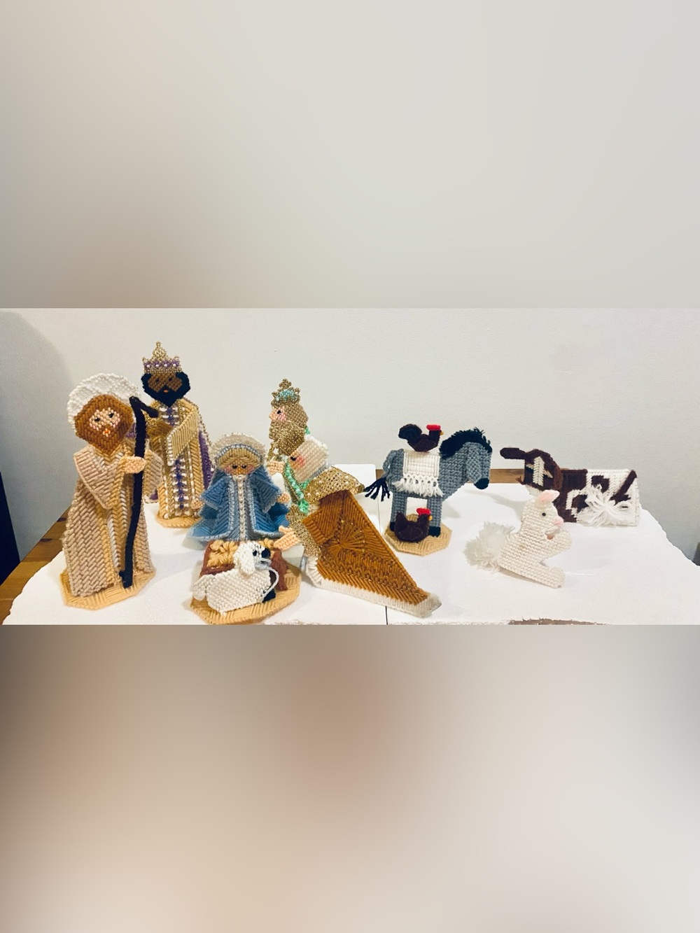 Nativity Cross Stitch Plastic Canvas Set Vintage Christmas Finished READ